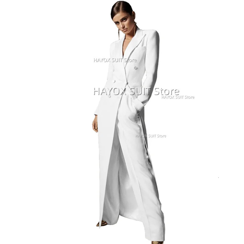 2024 Womens Suit Long 2piece Set Slim Double Breasted Dress Elegant Formal Wedding Tuxedo Comfortable Commuting 241115