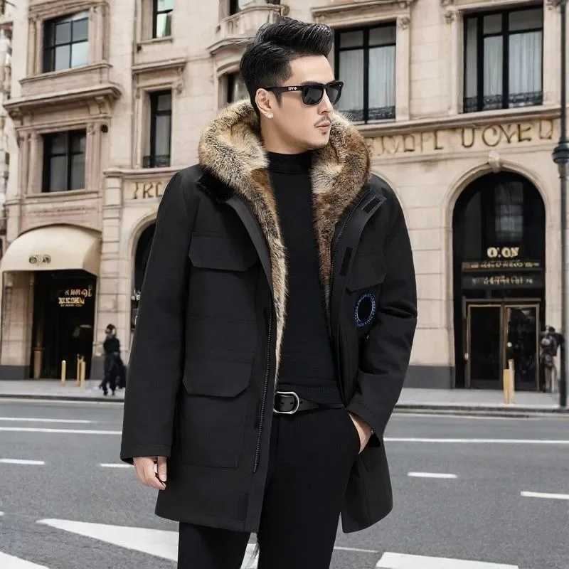 Single piece fur new mens clothing high-quality Parka jacket fur mens clothing mink fur detachable lining thick medium length jacket W241116