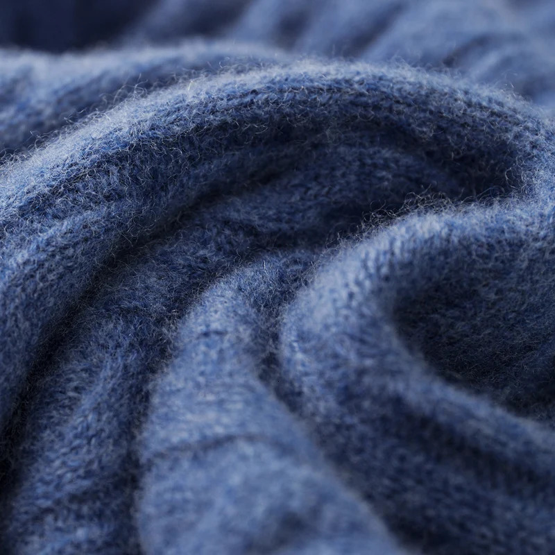 Autumn and winter 100% Merino wool cashmere sweater mens thick twist top zipper top plus size knitted sweater 241112