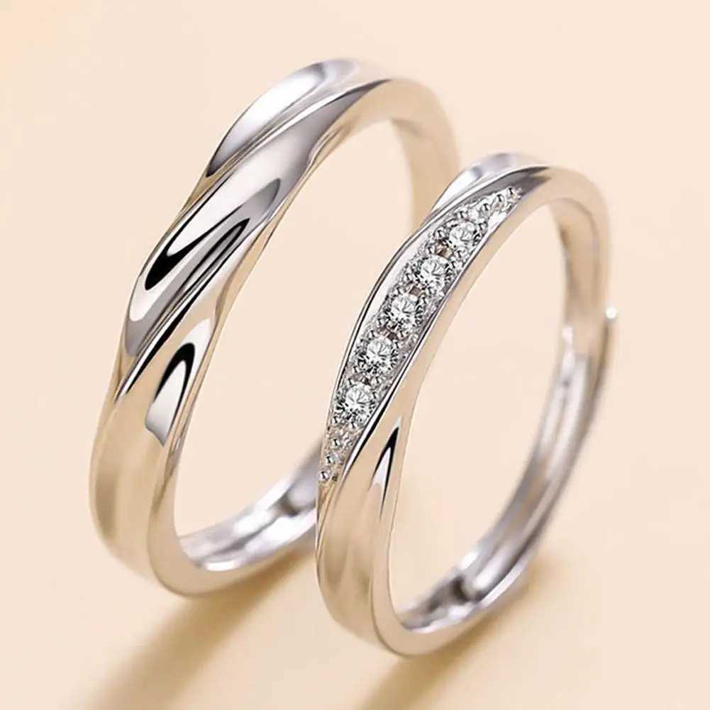 2Pcs Couple Rings For Lovers Stainless Steel Wedding Set Women Love Jewelry Silver Color Valentines Day Anniversary Gifts W250207