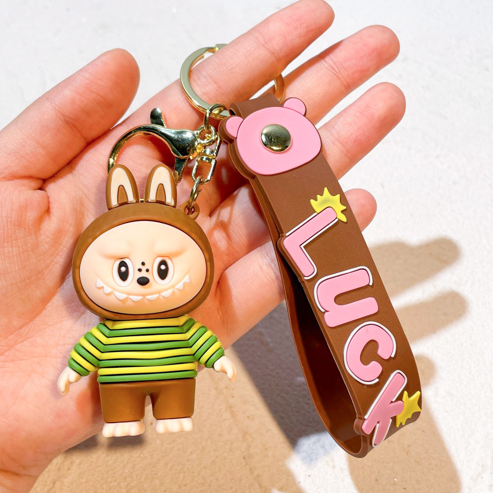 Cute Key Chain Anime Labubu Car Keychain for Bag Charms Doll Keyring Men Women Jewelry Wholesale