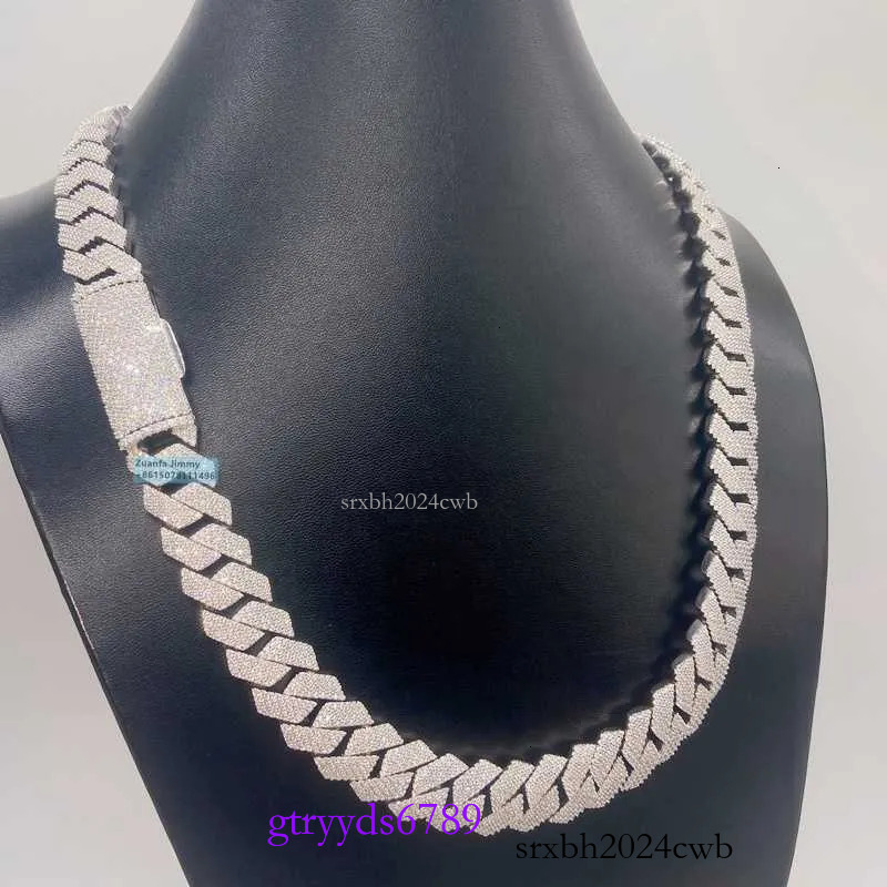 pendant necklaces Pass dia tester 15mm 3row Stone iced out Vvs1 moissanite cuban chain necklace Men