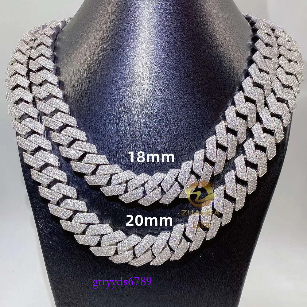 Hot selg sterg sier Searle Hip Hop Jewelry by Vvs Dia Tester 15mm 18mm 20mm Miami Mosant Cuban Chain GRA