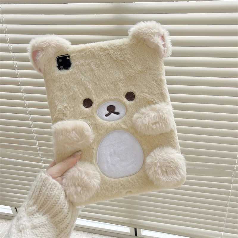 Fluffy Fuzzy Plush Fur Case Tablet For ipad 10.9 Air6 Pro11 2024 Cute Bear 10.2 10.5 12.9 inch Air 4 5 Mini 6 7th 8th 9th M250221