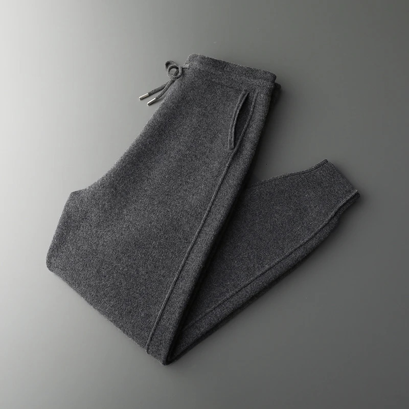 ATTYWS selling pure wool knitted mens casual pants autumn and winter long leg series solid color 241115