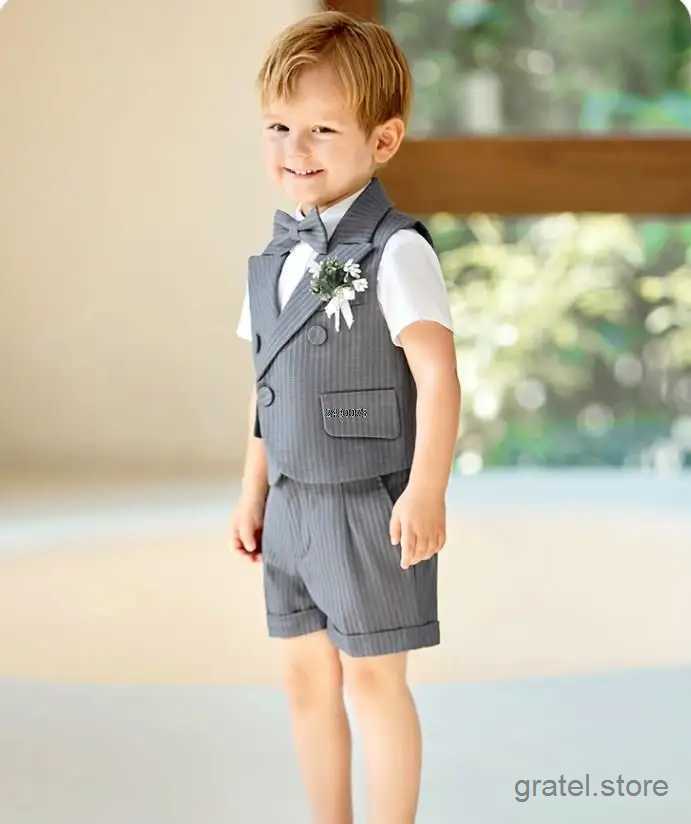 Suits Boys Summer Photograph Suit Kids Birthday Party Dress Childrens Day Performance Tuxedo Costume Baby Formal Wedding Evening Suit
