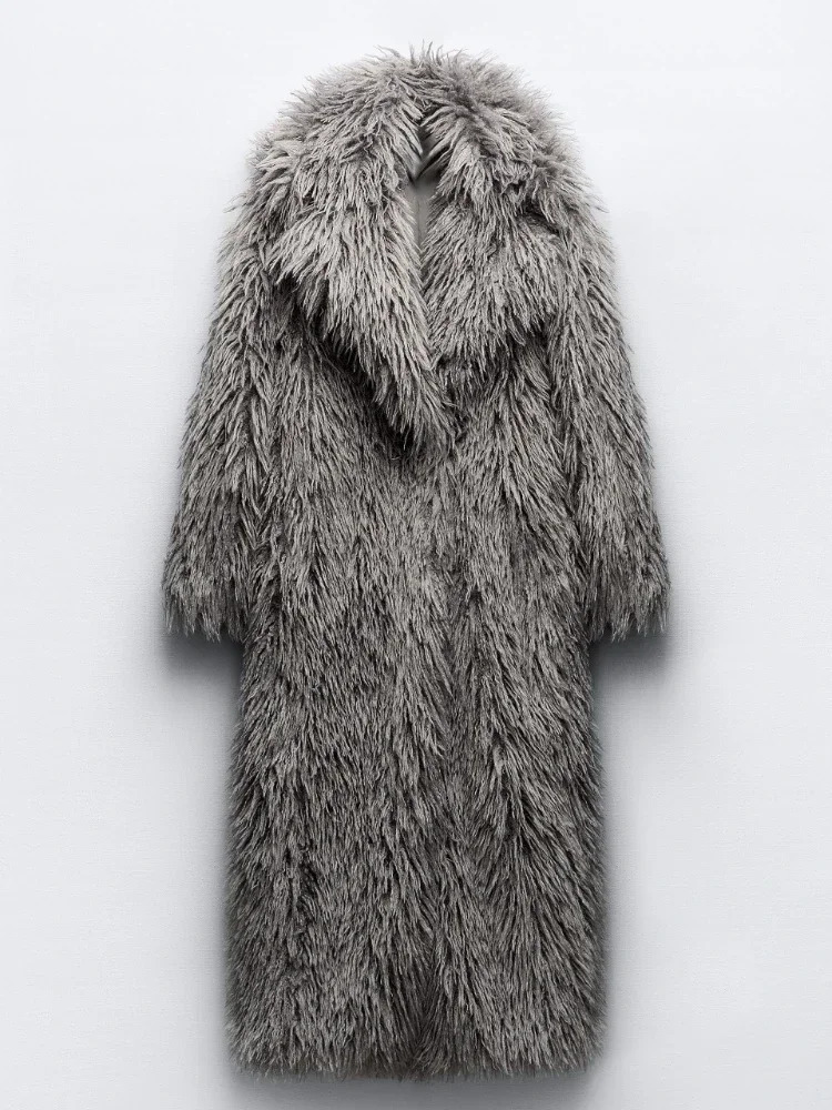 Oversized Xlong Rr2868 Faux Fur Coats For Women Mongolian Fluffy Pockets Winter Cotton Liner Long Jackets 2
