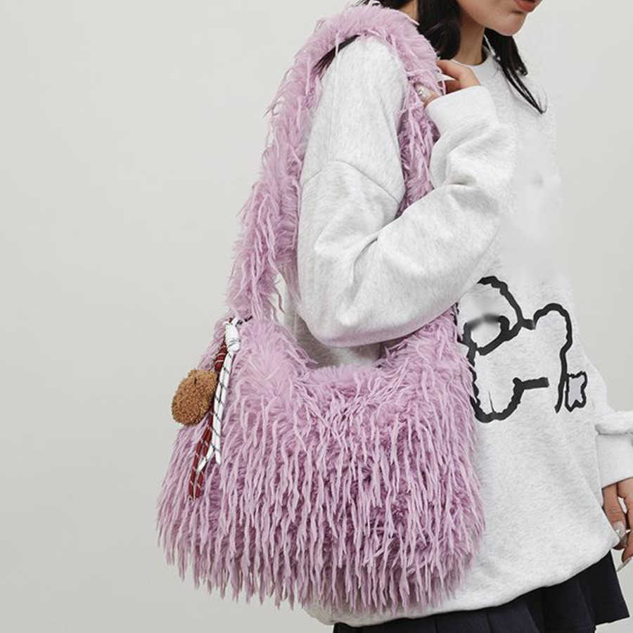 Autumn Winter Plush Designer Bag For Women Collection Tote Bag Tassel Single Shoulder Bags Crossbody Bag Totes Handbags 241104