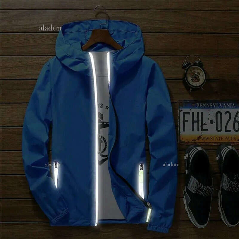 Men Waterproof Wind Breaker Coat Zipper Hoodie Jacket Quick Drying Sport Outwear Wind Stoper Jacket Raincoat Sport Selling 210927