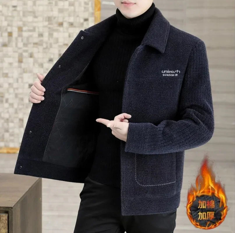2024 Autumn Winter Mens Wool Blends Thickened Jacket Coat Korean Version Slim Fit Casual Business Short 241115