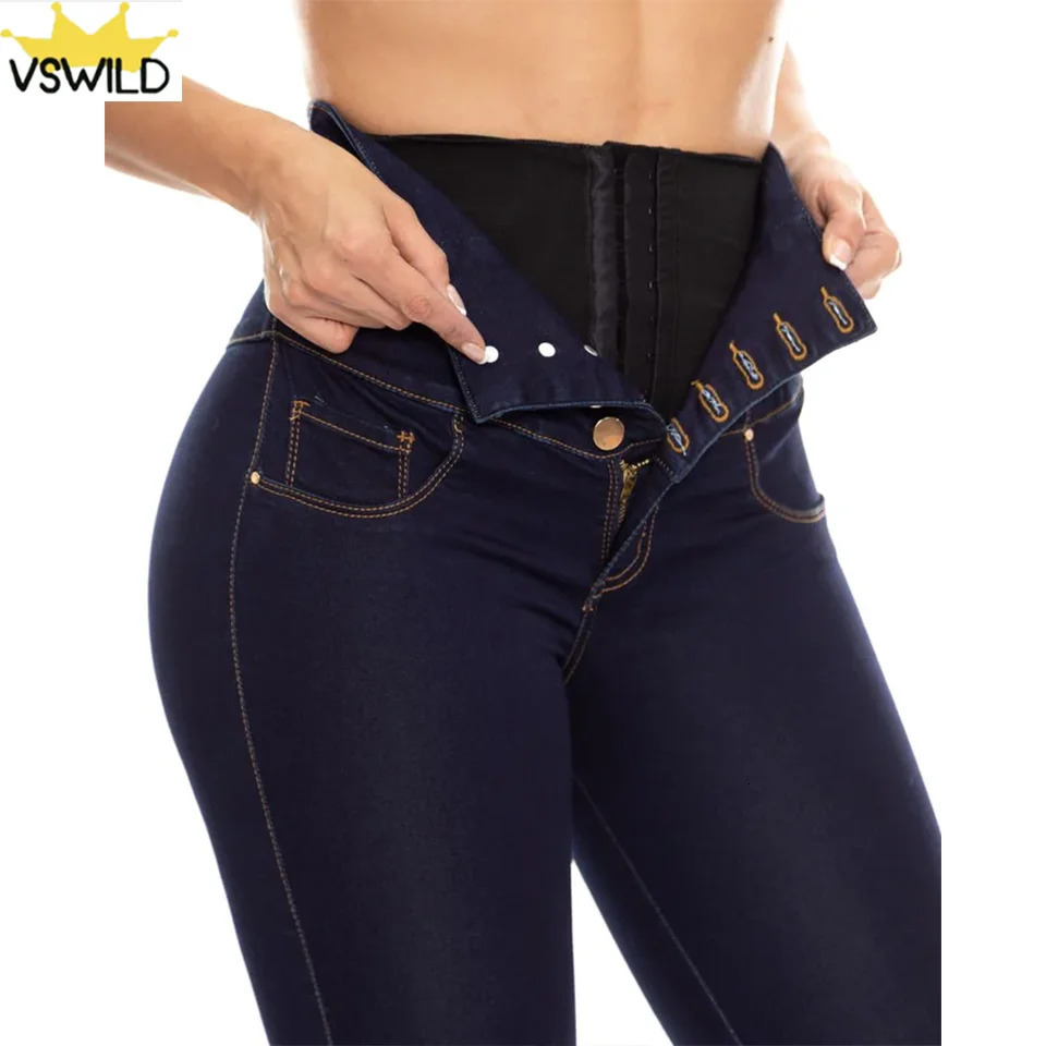 Colombian Butt Lift High Waist Jeans With Internal Girdle Hiigh Waisted Leather Large Buttocks Zipper Access Control 241115
