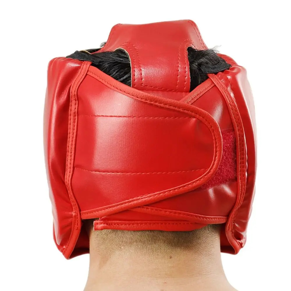 Boxing Helmet Full-Covered PU Leather Headgear for Karate Muay Thai Free Fight Sanda Training Head Guard Adults Kids Equipment 240416