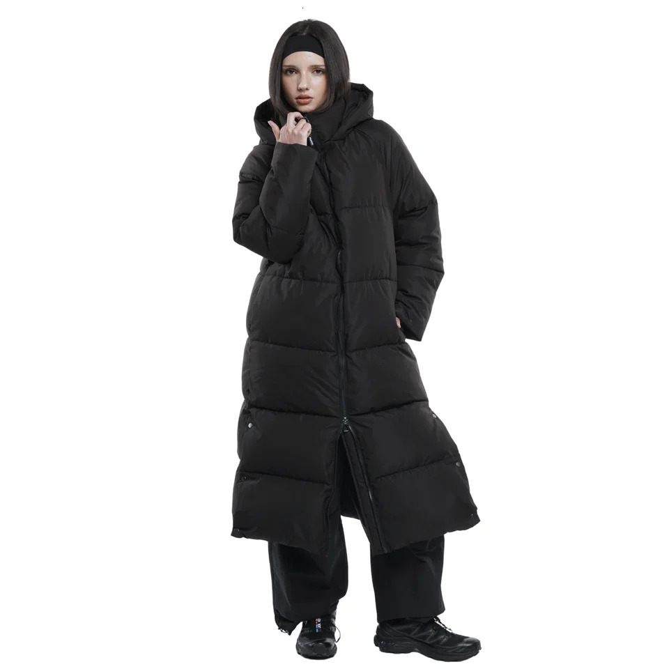 Womens Extra Long Puffer Jacket Doubleopen Zip Hooded Winter Coat Splashproof Water Repellent Windproof Stainresistant 241115