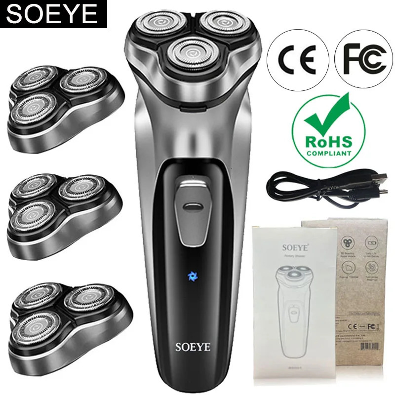 Electric shaver mens electric shaver SOEYE shaver mens 3D floating blade beard trimmer USB charging hair clipper 241115