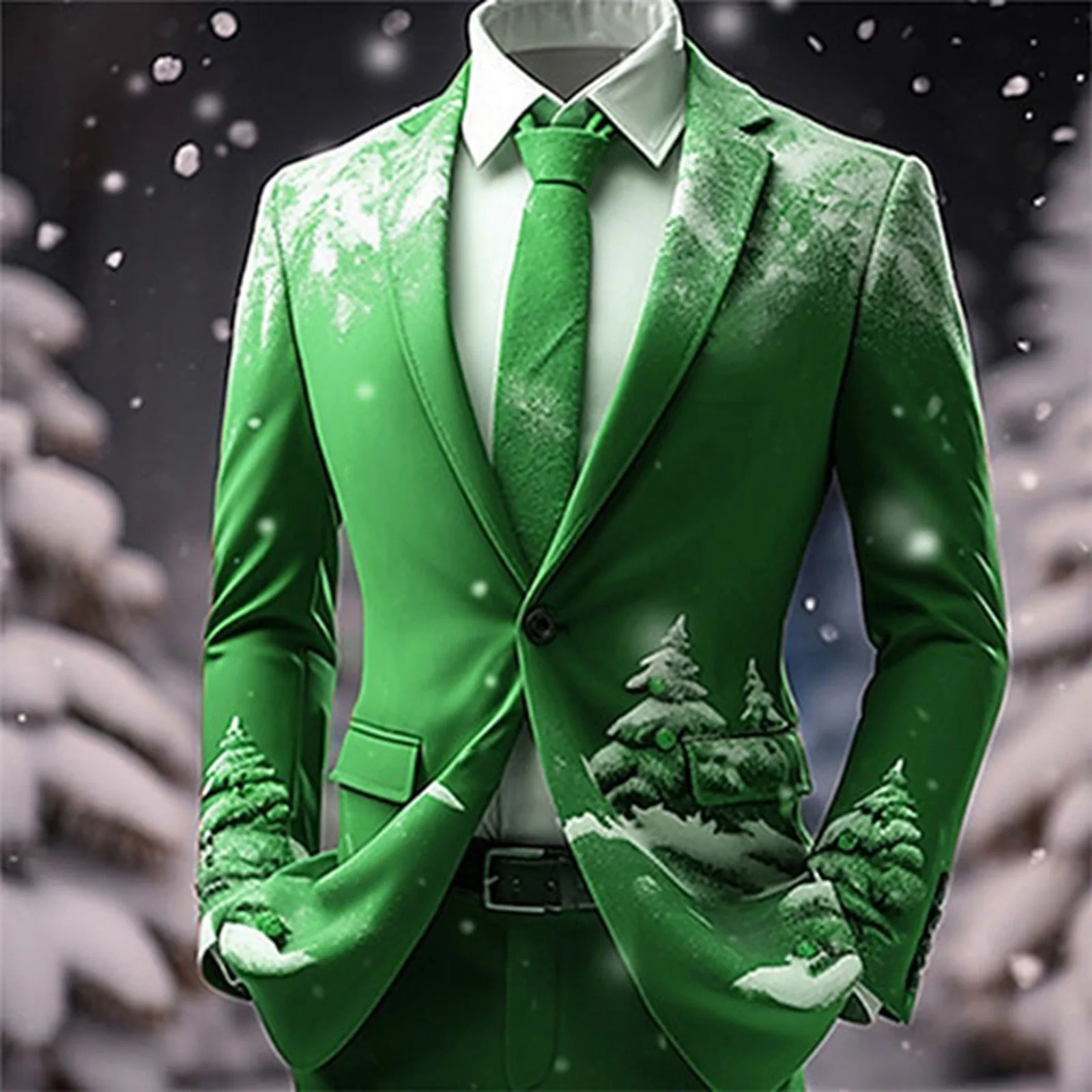 Single Button Retro Christmas Snowflakes Print Suit Coat Business Casual Slim Fit Suit Jacket Elegant Formal Blazers for Men 241116