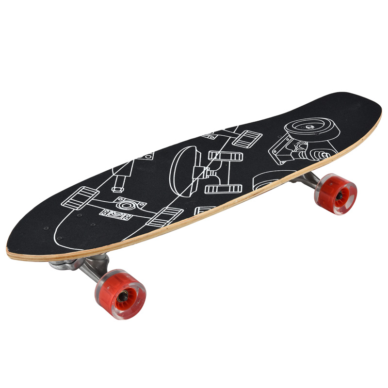 Skateboards rocket boards surfboards maple wear-resistant thickened boards PU wheels aluminium bracket adult children short boards mixed colours
