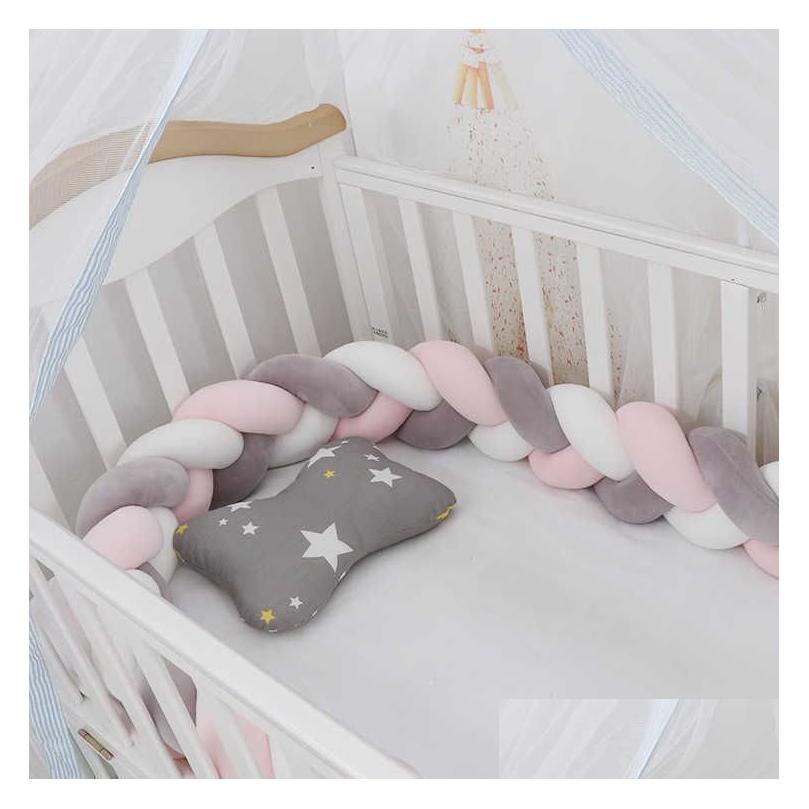 Bed Rails 3 Meter Braid Knot Pillow Cushion For Infant Crib Protector Tour De Lit Bebe Tresse Room Decor 211025 Drop Deliv Othgy 240925