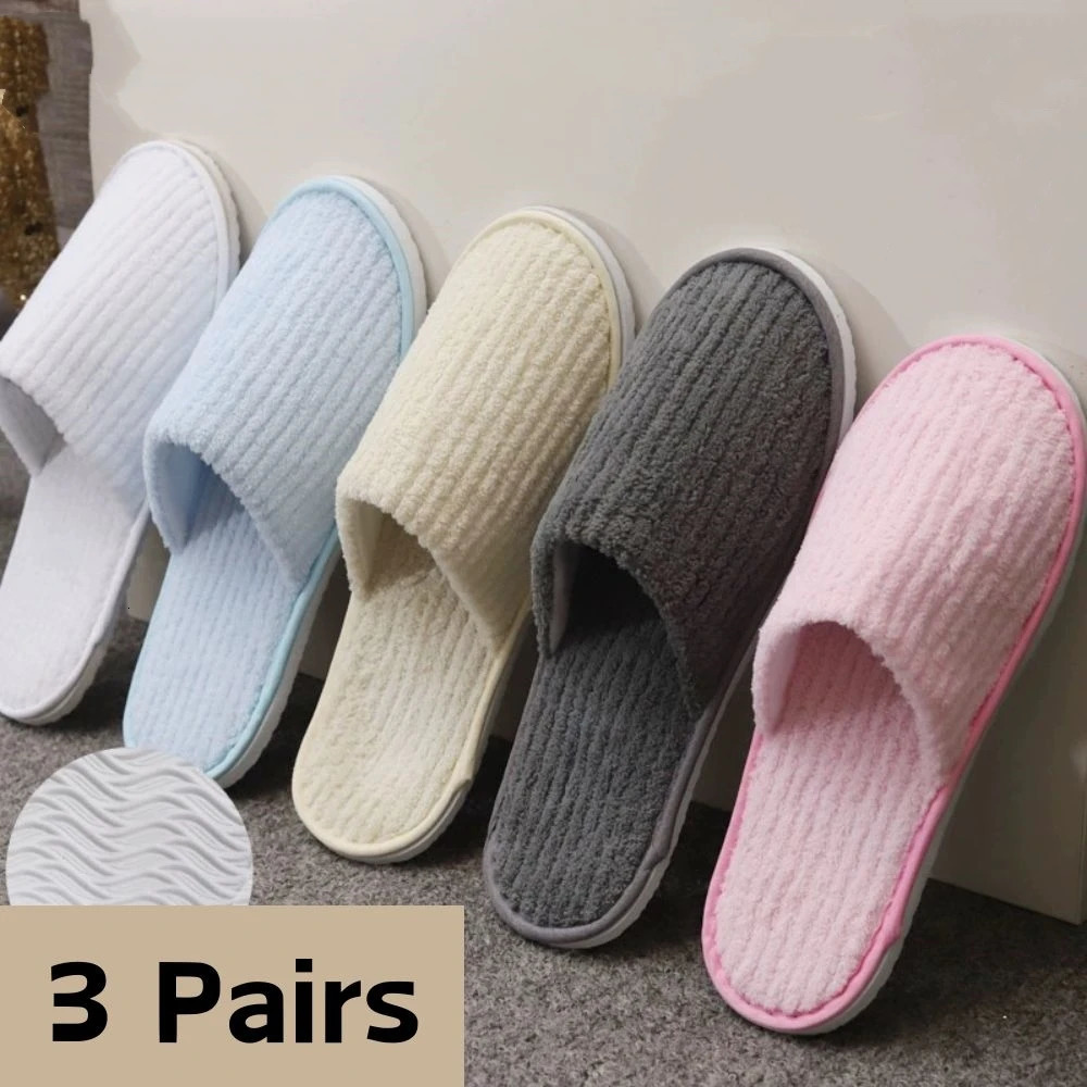 3 PairsSet Closed Toe Nonslip el Slippers High Quality Disposable el Bathroom Slippers Indoor Guest Travel Slippers 241115