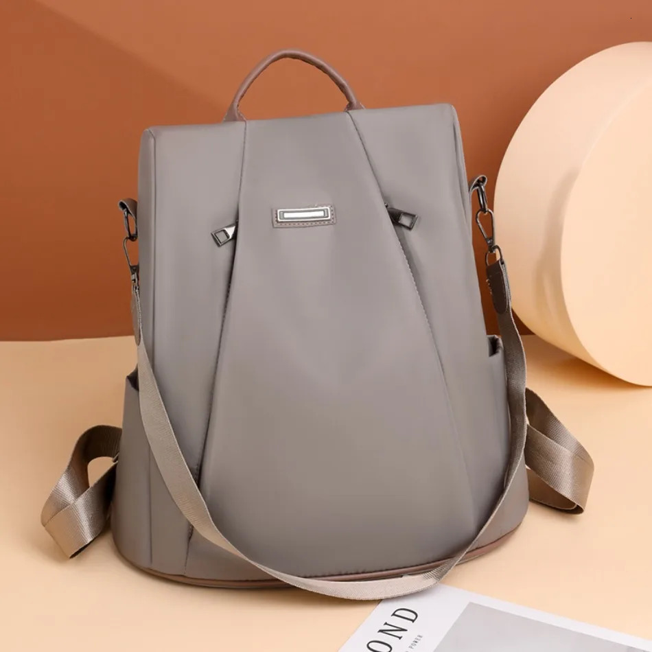 Womens Multifunction Anti Theft Backpack Casual Nylon Solid School Bag for Girls Fashion Detachable Strap Travel Shoulder Bag 241115