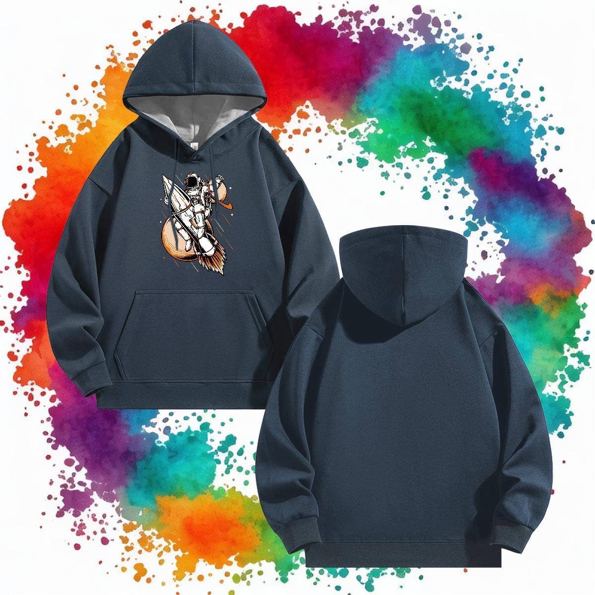 DIY Customized Men's Hooded Sweatshirt Drawstring Long Sleeve Warm Hoodie Pullover DIY Printed Clothings Hip Hop Street Velvet Thick