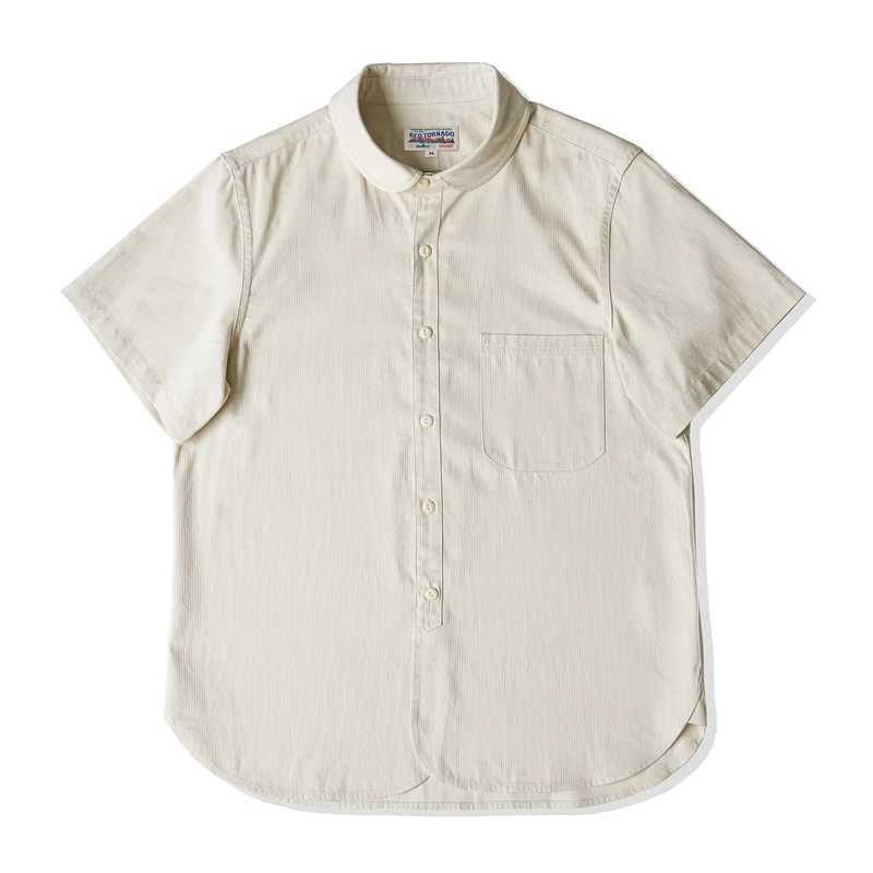 Men's Casual Shirts Red Tornado Eton Collar Short-Sleeve Shirt Semi-Formal Dress For Men 240416