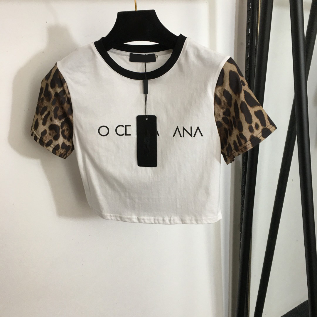 2024 Designers T-shirts Fashion T Shirts Mens Women New leopard-print short sleeve patchwork Letter Shirt print short crop T-shirt white Black ladies crod cc top DSMLXL