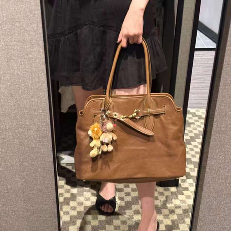 Brown Retro Versatile Shoulder Handbag Large Capacity Tote Women's Bag Brand Designer High-End Fashion Briefcase Bags PC