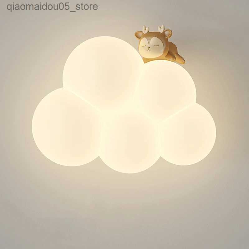 Lamps Shades Monkey Light cartoon animal wall lamp white cloud view daycare room night lamp childrens bedroom lamp eye protection Q240416