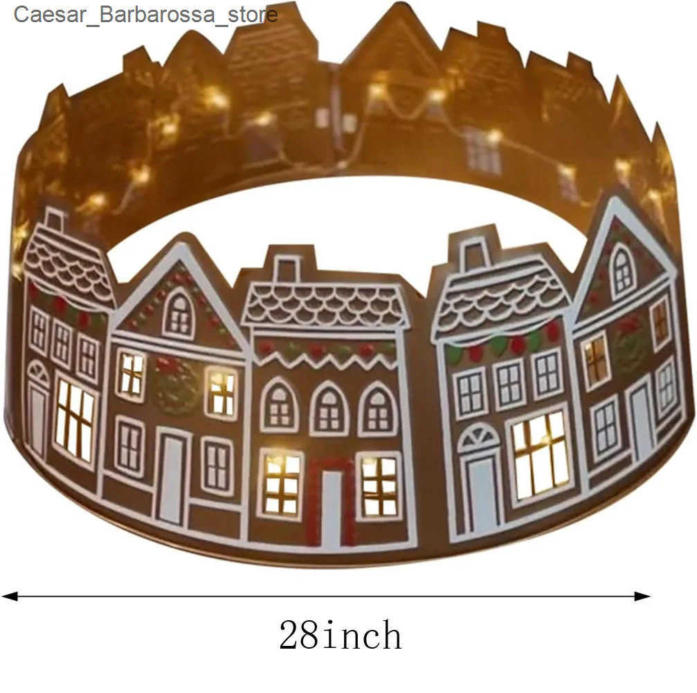 Christmas Decorations Christmas tree collar basket non-woven fabric house design decorated with light tree rings powered by 26/28 inch batteries J2411