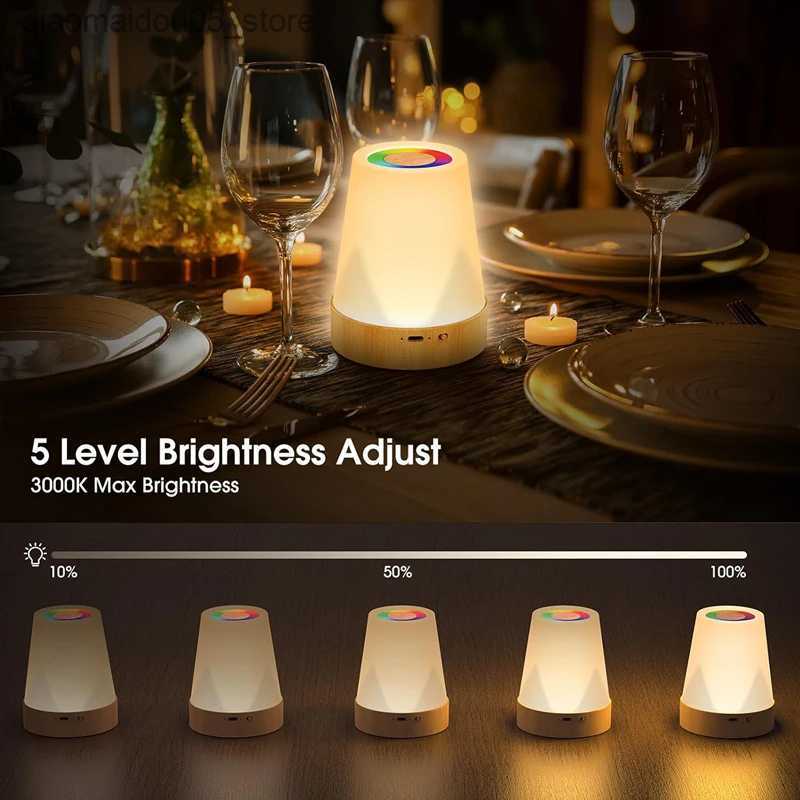Lamps Shades LED bedside light touch dimmable 1500mAh battery 13 color desk light wireless night light room decoration items children Q240416