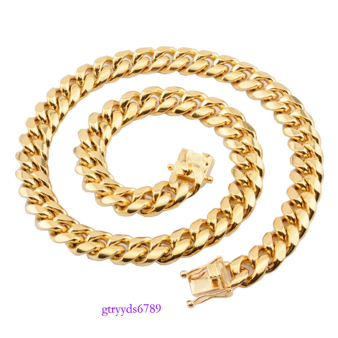Gold Miami Cuban k Chain Necklace Men Hip Hop Solid Stainless Steel Jewelry Necklaces
