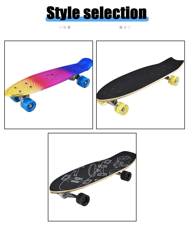 Skateboards rocket boards surfboards maple wear-resistant thickened board flash PU wheels aluminium bracket adult children short boards