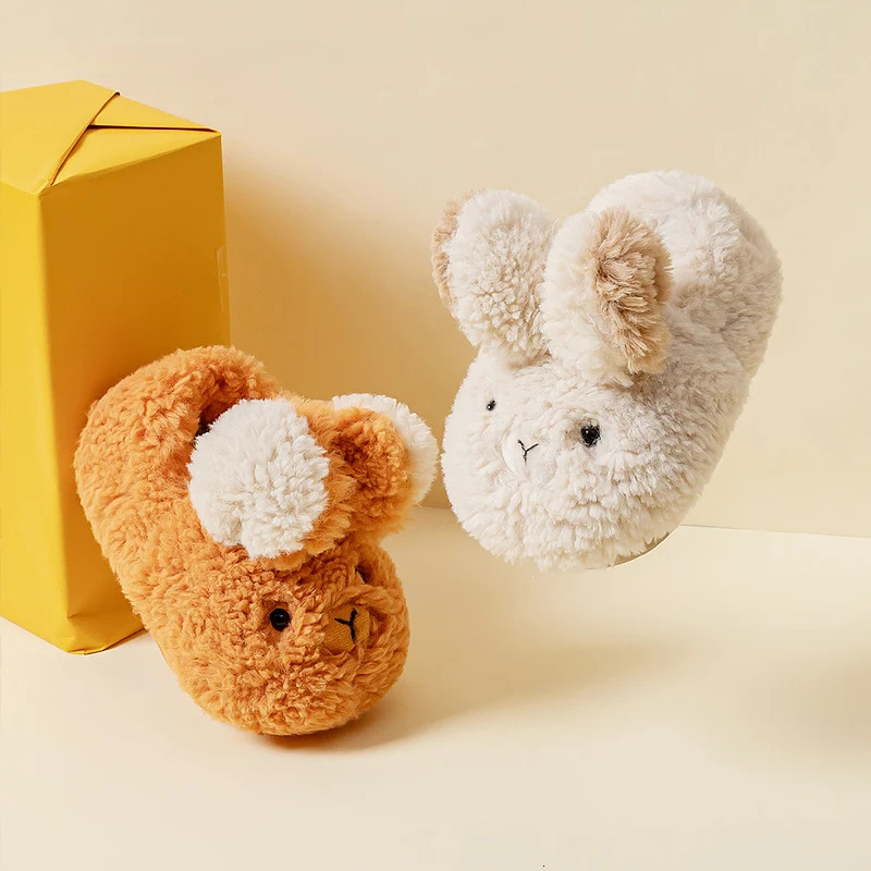 cotton shoes kids cute warm winter girls shoes hairy indoor home slippers for children boy winter cartoon baby nonslip home bag 241115