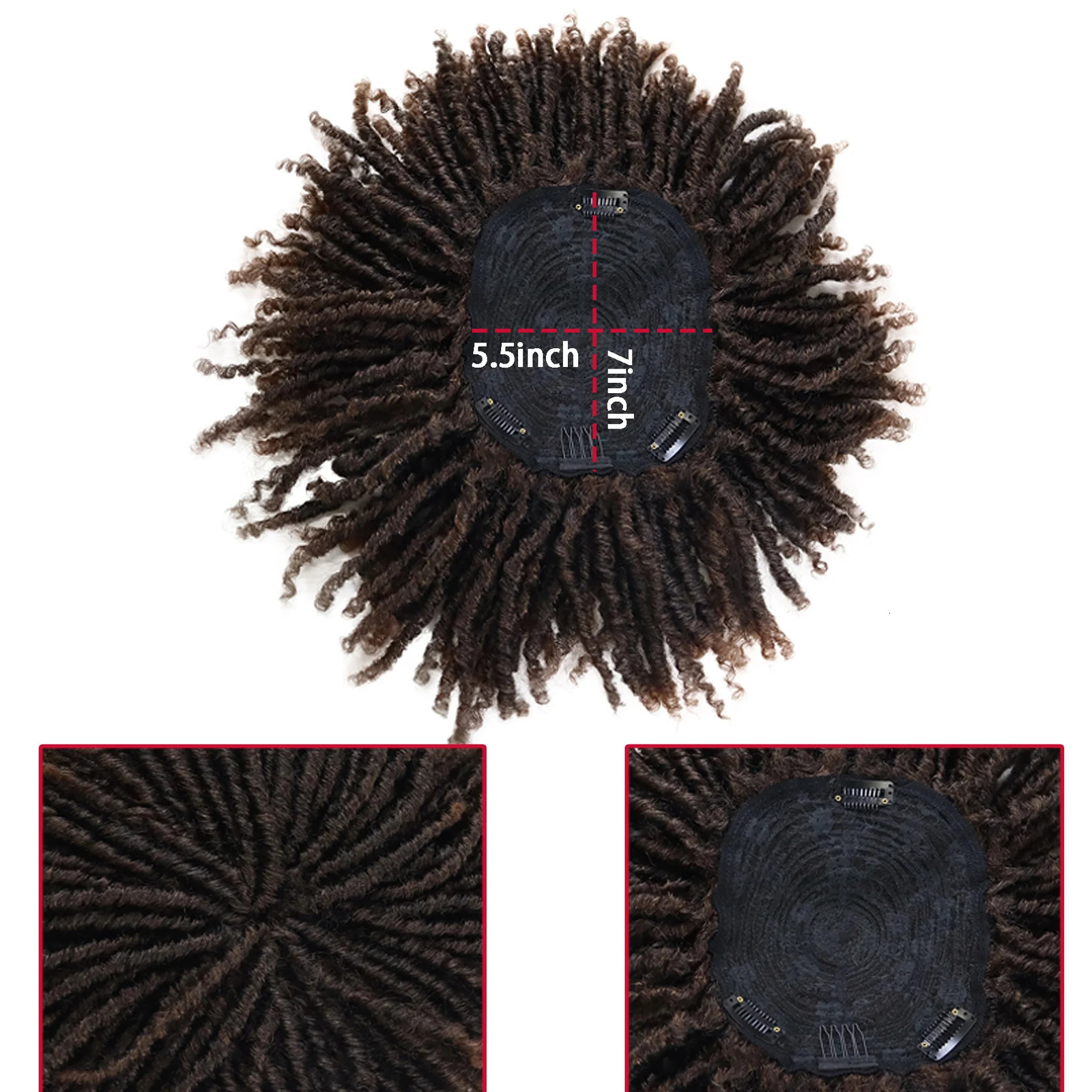 GNIMEGIL Synthetic Short Afro Twist Hair Braided Half Wig for Black Men Clip in Toupee Hairpieces Dreadlocks Male Wig Rock Party 241115