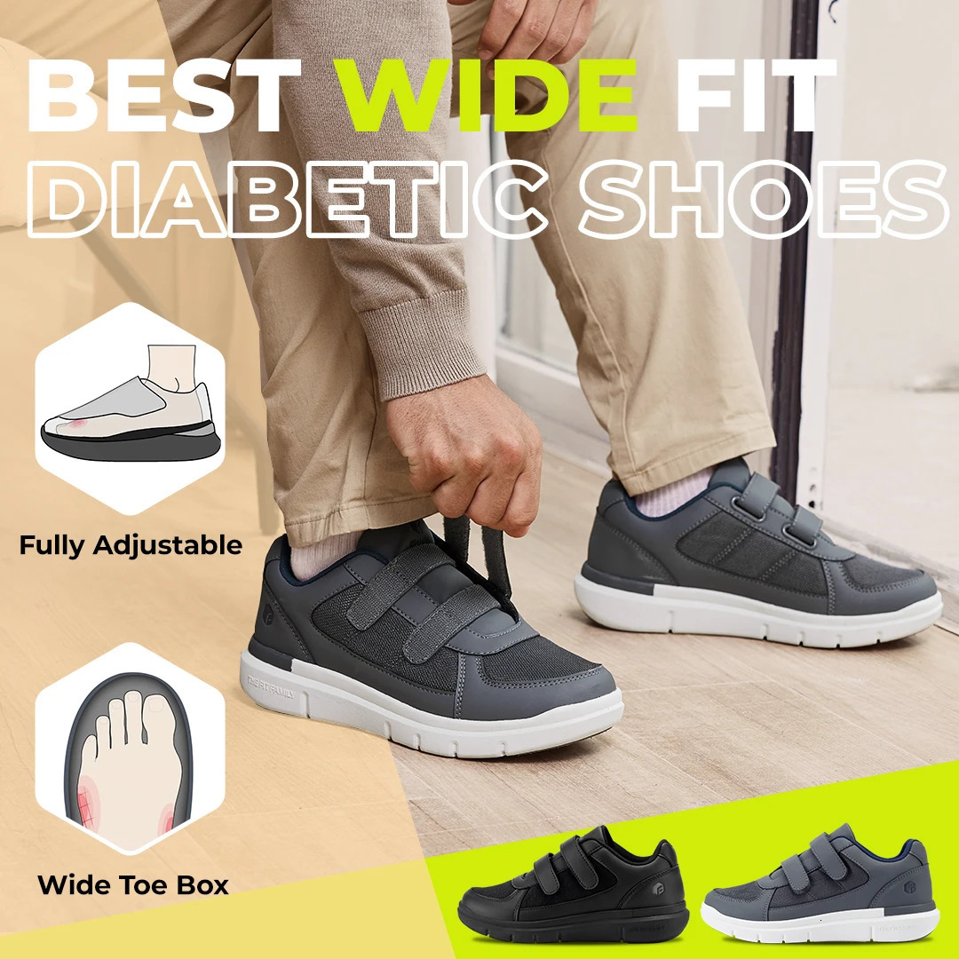 FitVille Mens diabetes Shoes Super wide elderly mens diabetes shoes are used for nerve therapy Swollen shoes relieve pain 241115