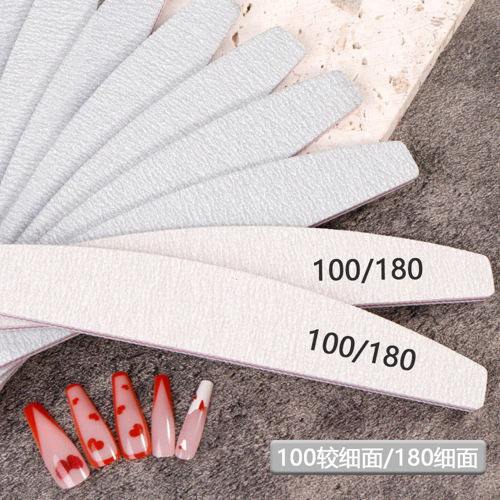 50Pcs Semilune Curved Buffer Block Nail File 100/180 180/240 Grit Sandpaper Durable File Nails Tool For UV Gel Polisher File 241115