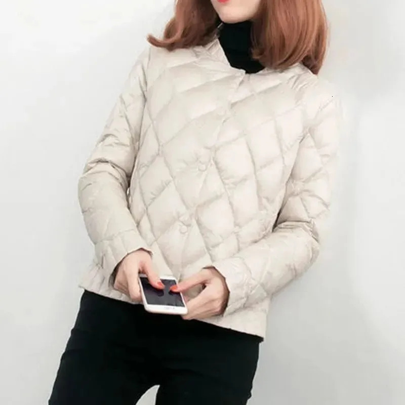 Light Thin Womens Down Cotton Coat 2024 Winter Parkas Short Female Korean Loose Jacket Stitching Padded Overcoat Tops 241115