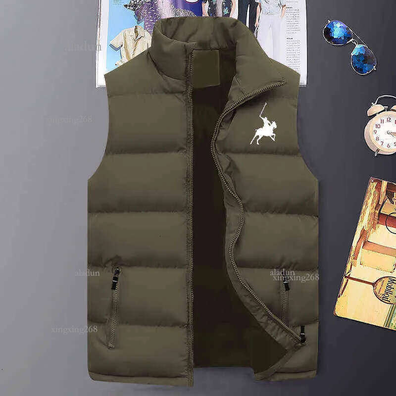 est Men's Polo Print Sleeveless Jacket Man Autumn and Winter Warm and Windproof Down Vest(4 Colors) M-5XL 211104
