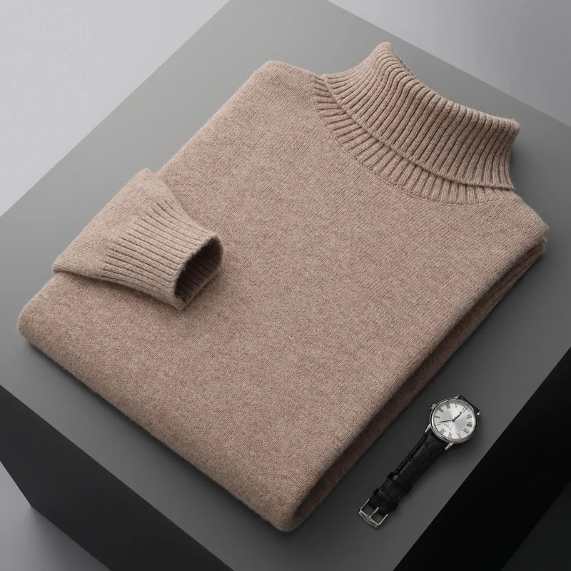 Autumn and winter cashmere sweater mens high neck thick zipper young loose warm shirt pure cotton casual knitted top 241115