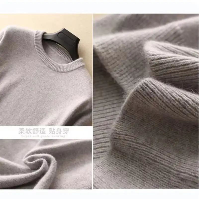 Cashmere cotton blended thick fleece mens sweater autumnwinter knitted 241115