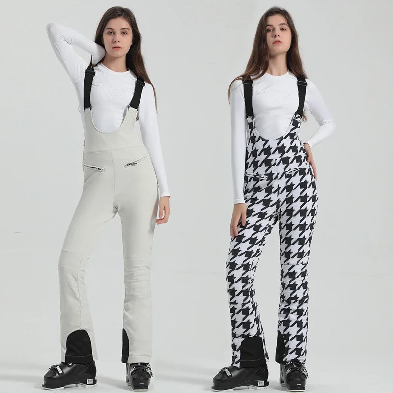 Outdoor Sport Mountain Female Ski Bib Pants Winter Waterproof Women Snowboard Overalls Slim Thin Suspender Female Snowpants 241115
