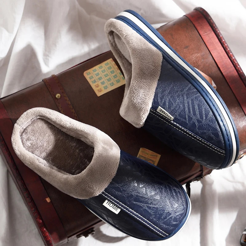 Water Repellent Home Slippers Soft Cozy House Slippers Antiskid Slipon Shoes Indoor For Men Winter Shoes 241115