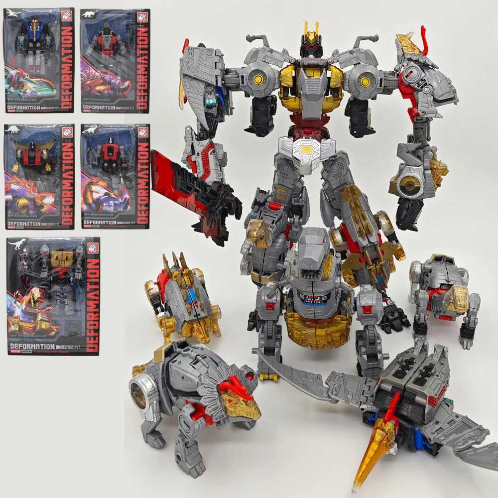 5IN1 BPF ABS model conversion G1 robot toy dinosaur volcano hemlock Flat noodles mud Swoop Flat noodles dinosaur robot action diagram X241115
