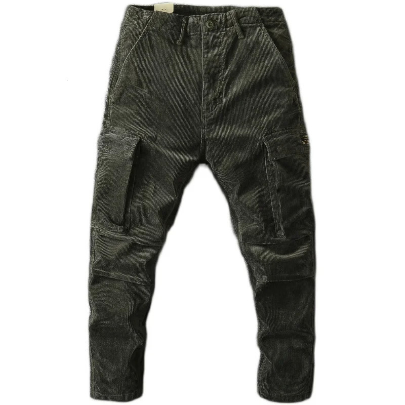 366 Winter American Retro Heavy duty Corduroy Cargo Pants Mens Fashion Laundry Multi Pocket Loose Casual Straight 241115
