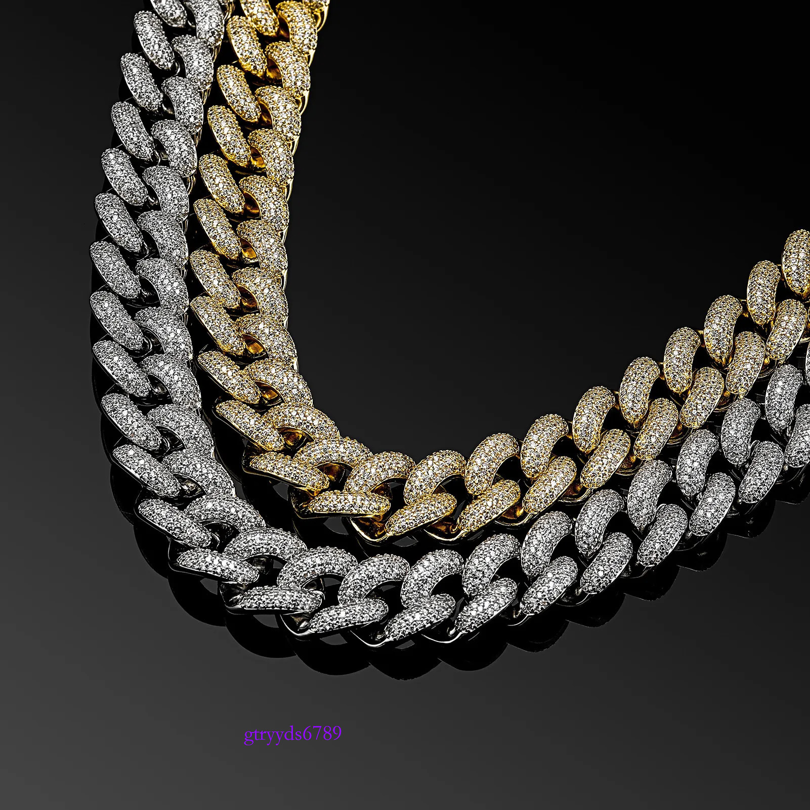 necklace moissanite chain cuban k designer men 25mm wide 3row inlaid pass dia tester iced out Miami Sterg Sier Fine jewelry