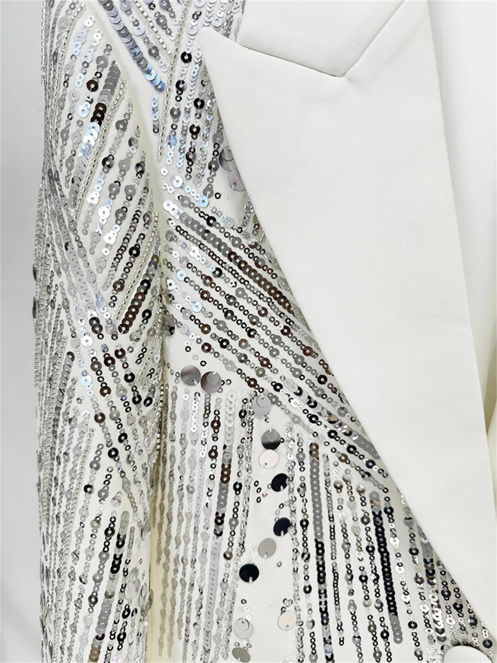 Celebrity sequin set womens single button long sleeved fashionable evening dress jacket 241115