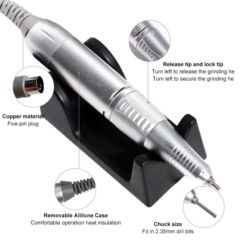 35000RPM Electric Nail Drill Machine Manicure Pedicure Professional Nail Lathe Low Noise Cutters Nail File Kit 241115