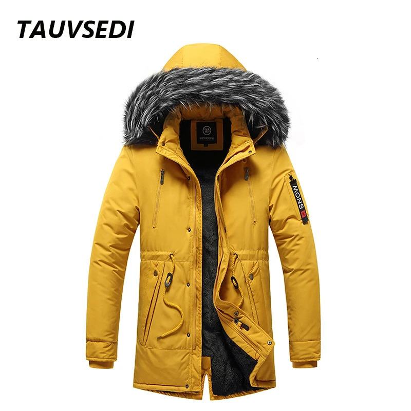 Winter Men Warm Jacket Cotton Windproof Casual Parkas Coat Fur Collar Thicken Outwear Detachable Hat Male 241115