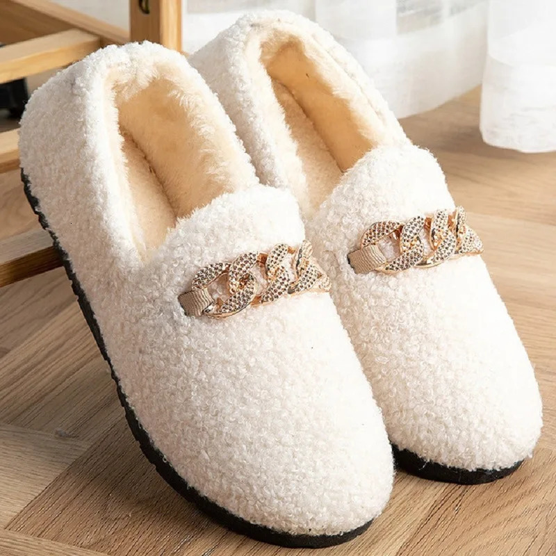 Womens Slippers Warm Short Plush Lining House Shoes Moccassins Slip on Fashion Lady Flats Loafers Non Slip 2023 241115