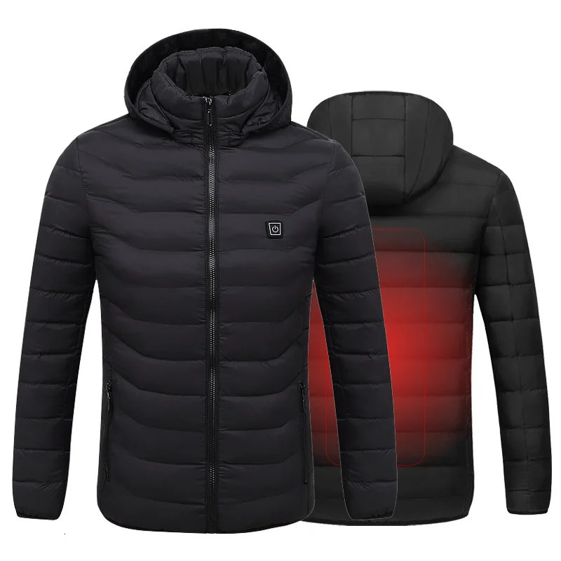 Men Parkas Winter Warm Usb Heating Jacket Outdoor Coats Smart Cotton Hooded Jackets Waterproof Heated Male Clothing 241115
